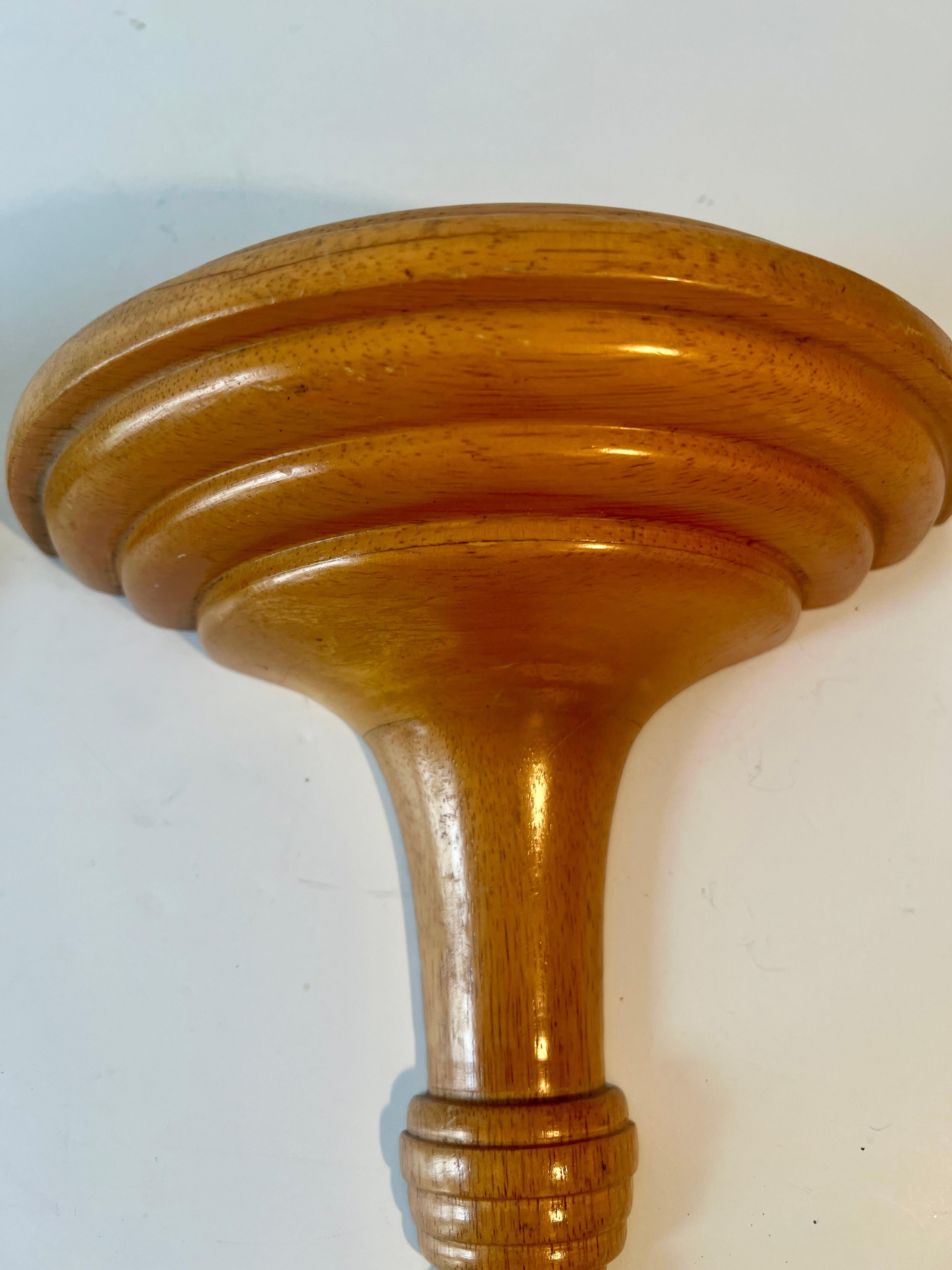 Pair of Solid wood Wall Shelves and Brackets In Good Condition For Sale In Los Angeles, CA