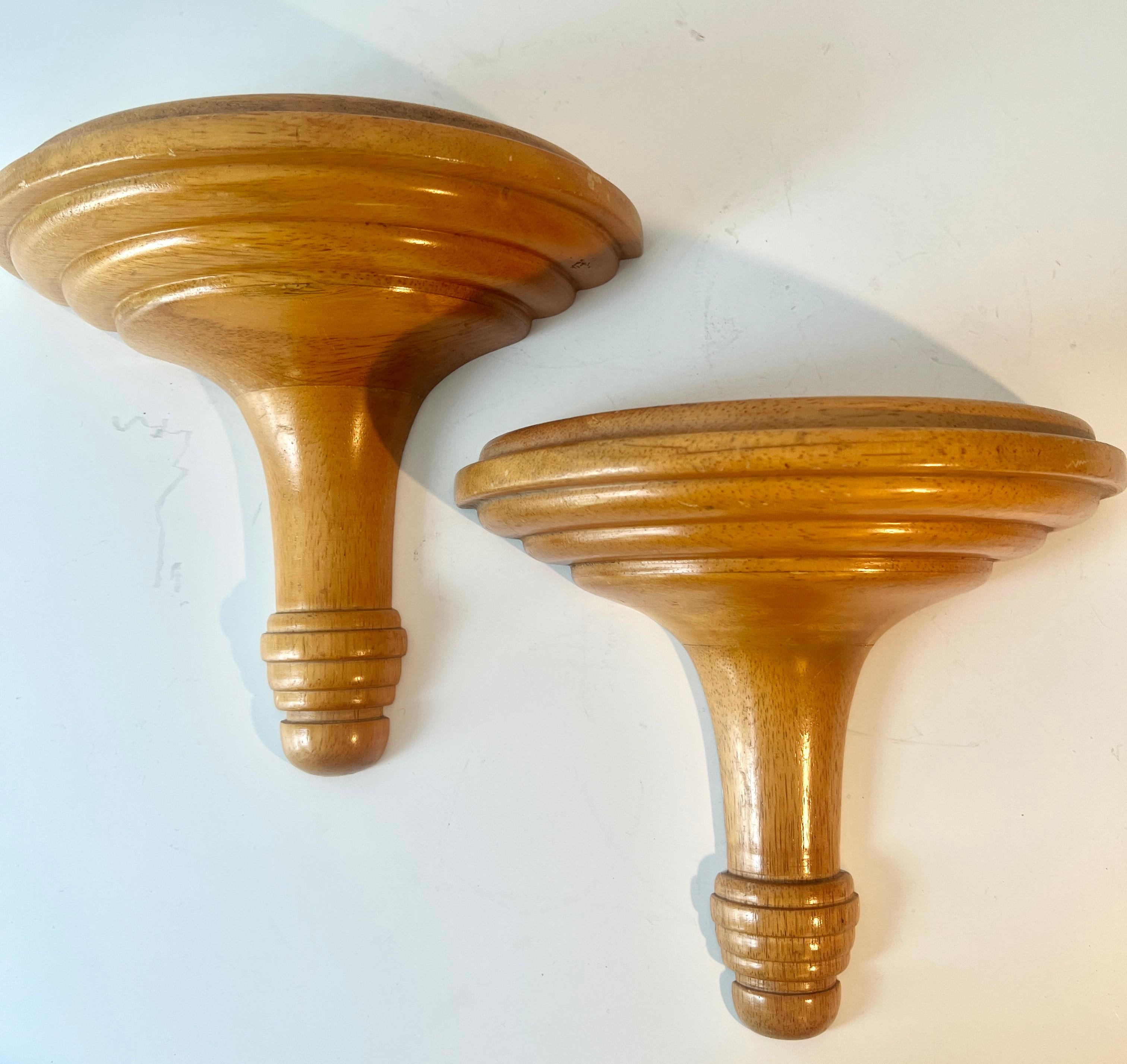 Maple Pair of Solid wood Wall Shelves and Brackets For Sale