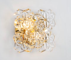 Paar Sölken-Leuchten Vergoldetes Messing und Kristallglas, Deutschland, 1970er Jahre