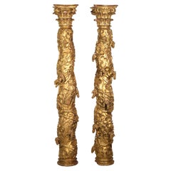 Pair of Baroque Twisted Columns, 17th Century For Sale at 1stDibs