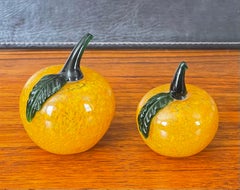 Pair of Sommerso Art Glass Pumpkins by Murano Glass Studios