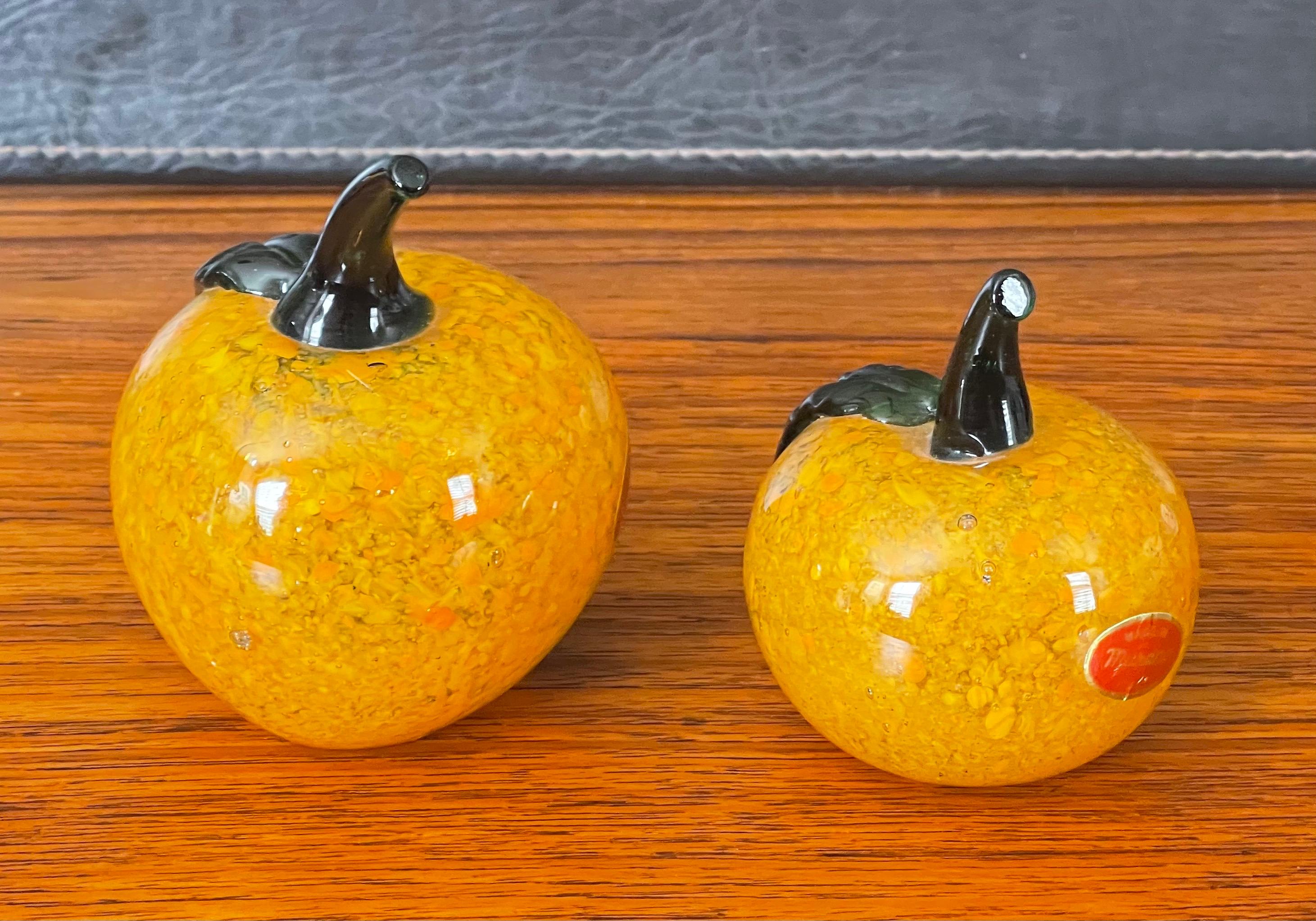 Pair of Sommerso Art Glass Pumpkins by Murano Glass Studios In Good Condition For Sale In San Diego, CA