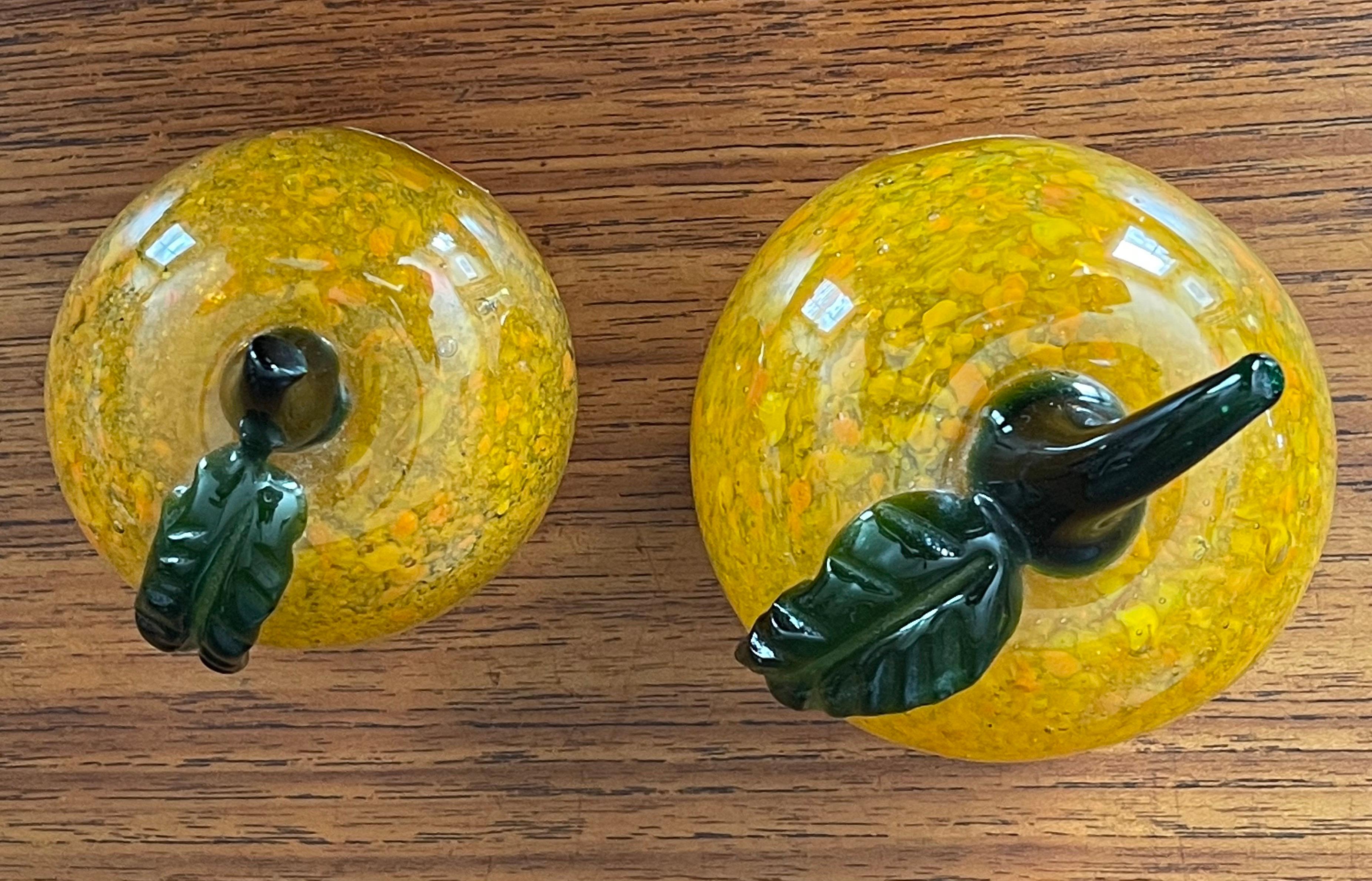 Pair of Sommerso Art Glass Pumpkins by Murano Glass Studios For Sale 2