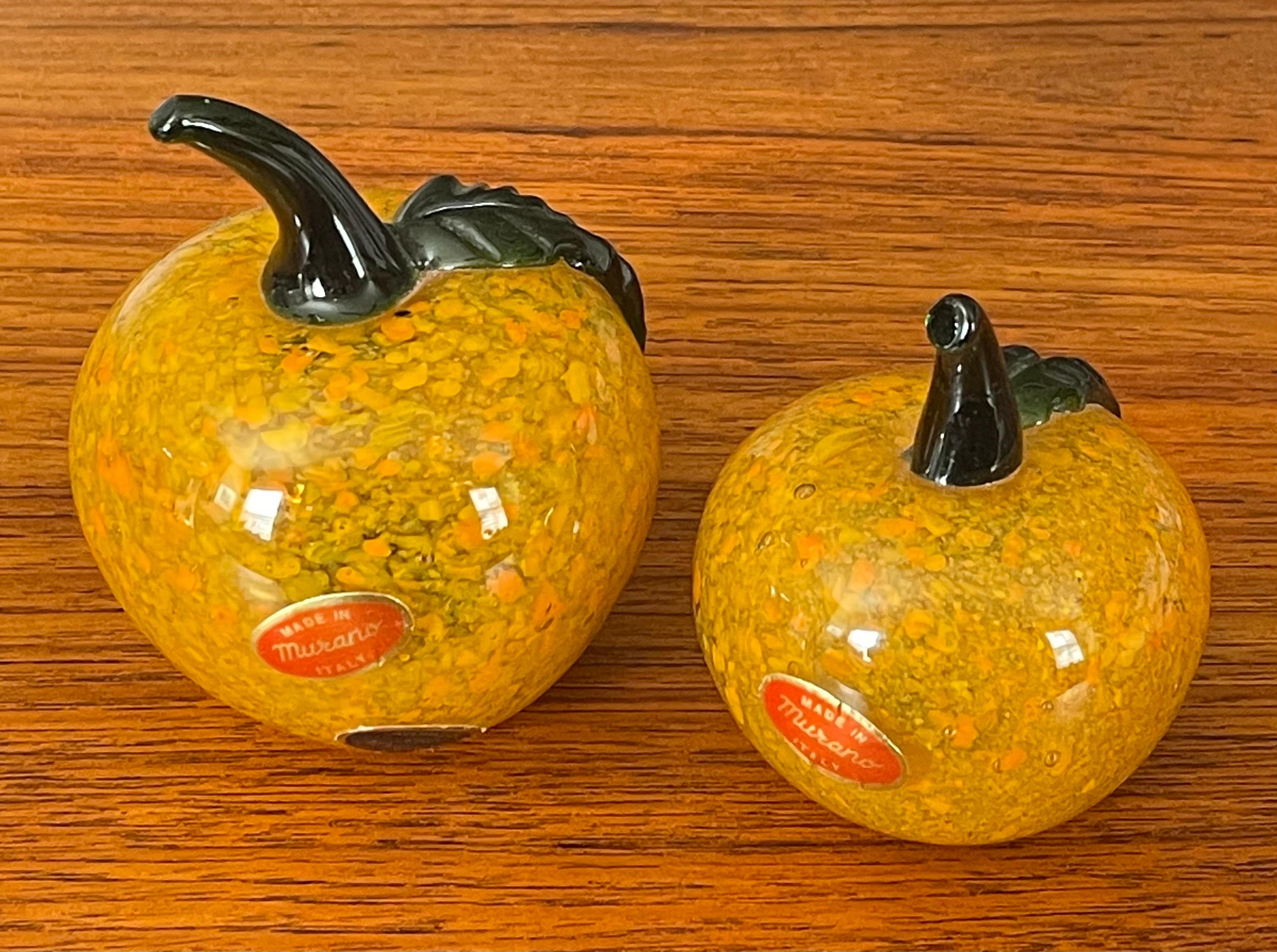 Pair of Sommerso Art Glass Pumpkins by Murano Glass Studios For Sale 3