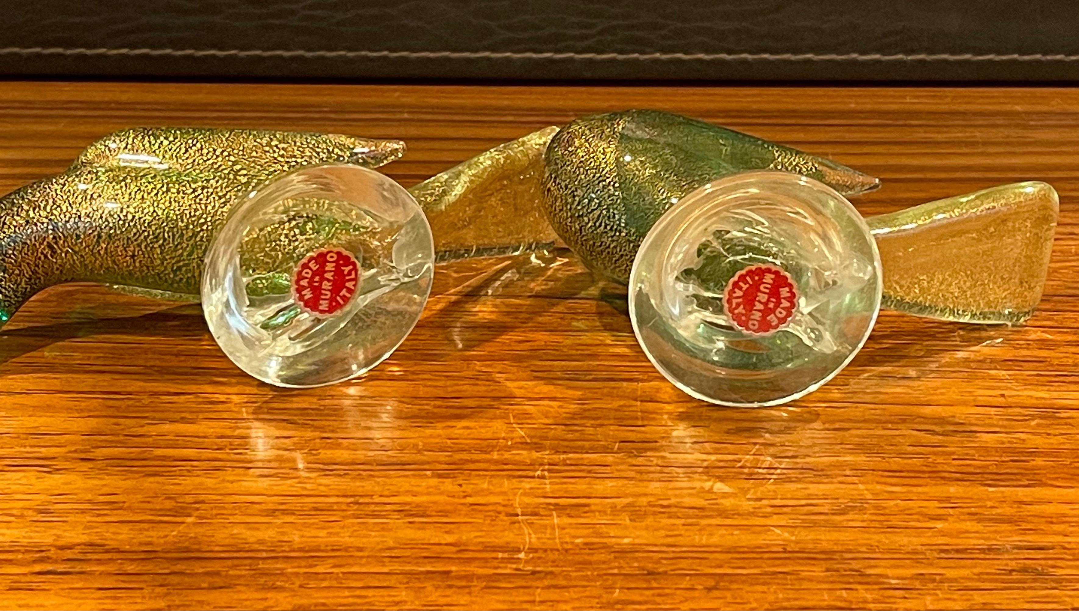 Pair of Sommerso Art Glass Song Birds / Sparrows by Murano Glass Studios For Sale 8