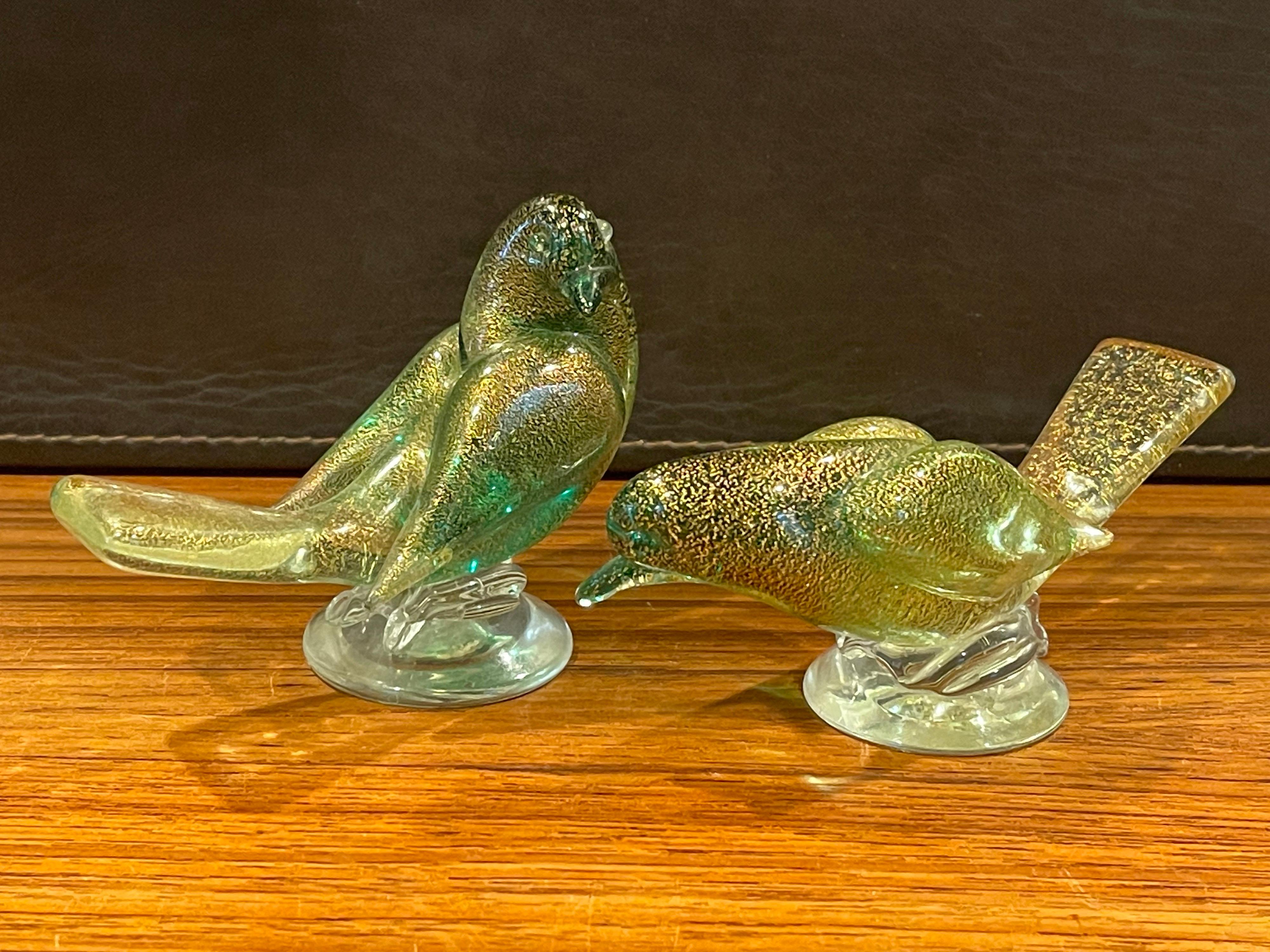 Pair of Sommerso Art Glass Song Birds / Sparrows by Murano Glass Studios For Sale 10