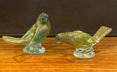 Pair of Sommerso Art Glass Song Birds / Sparrows by Murano Glass Studios