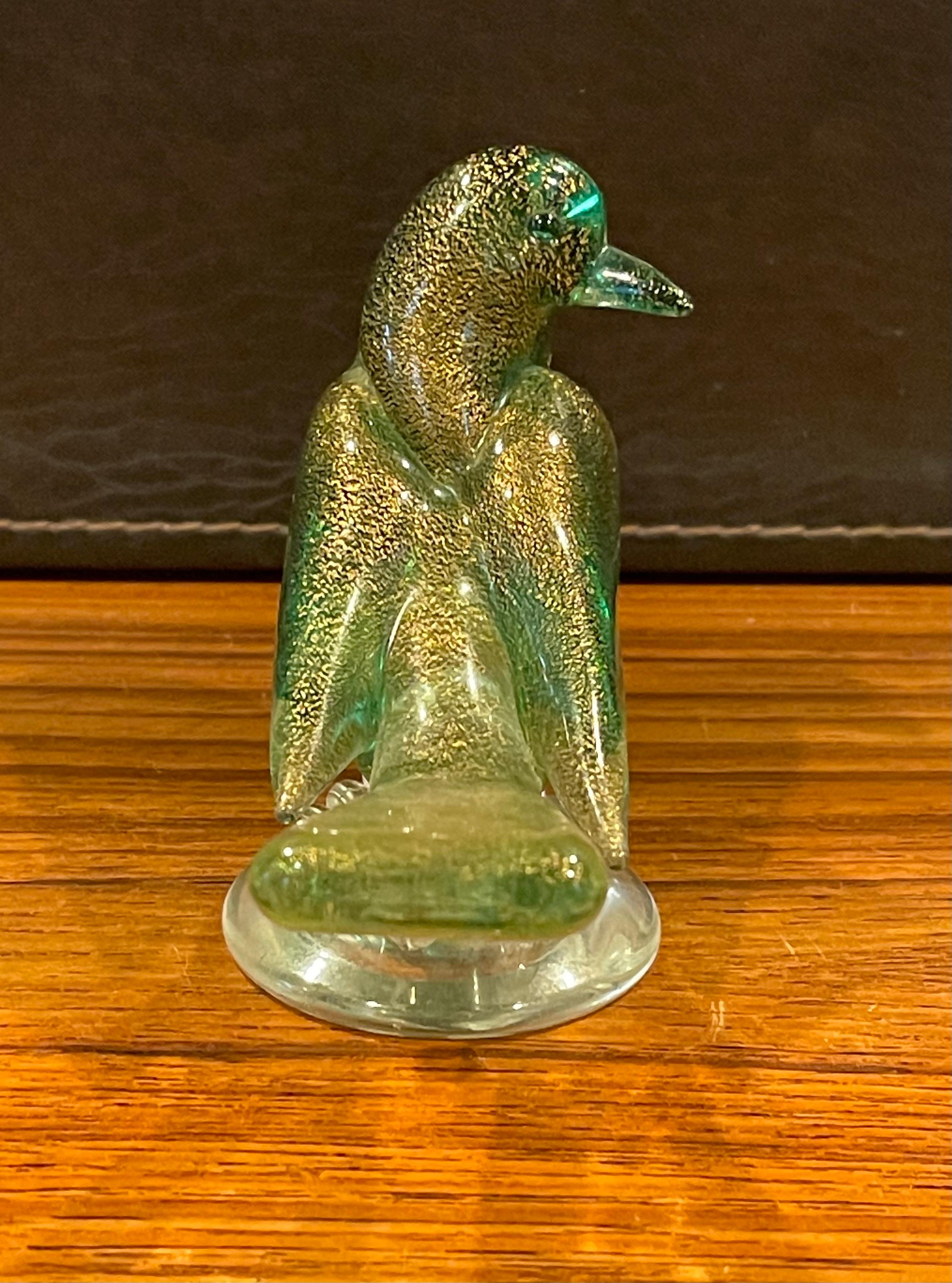 20th Century Pair of Sommerso Art Glass Song Birds / Sparrows by Murano Glass Studios