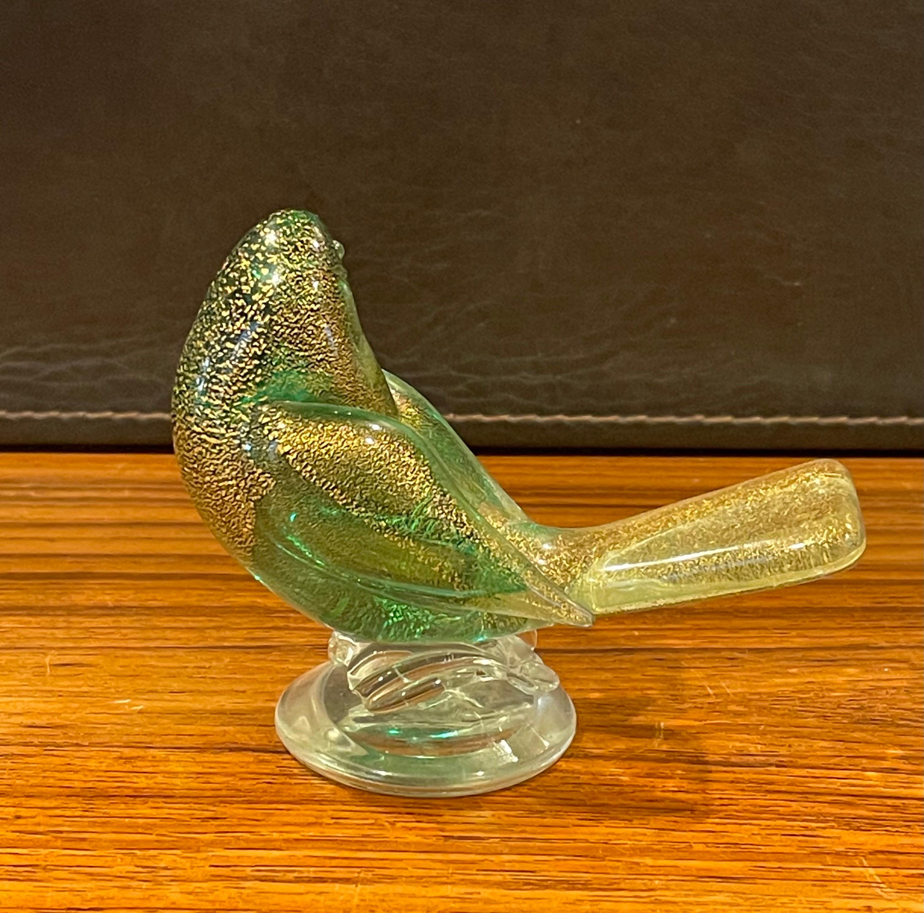 Pair of Sommerso Art Glass Song Birds / Sparrows by Murano Glass Studios 1