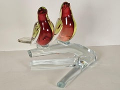 Pair of Sommerso Birds on a Branch by Antonio Da Ros for Cenedese 1960s