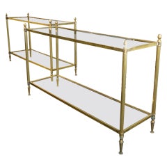 sophisticated in french Pair of Sophisticated French Brass and Glass Console Tables