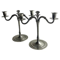 Coppia di sofisticati candelabri in peltro, Swedish Grace, 1931