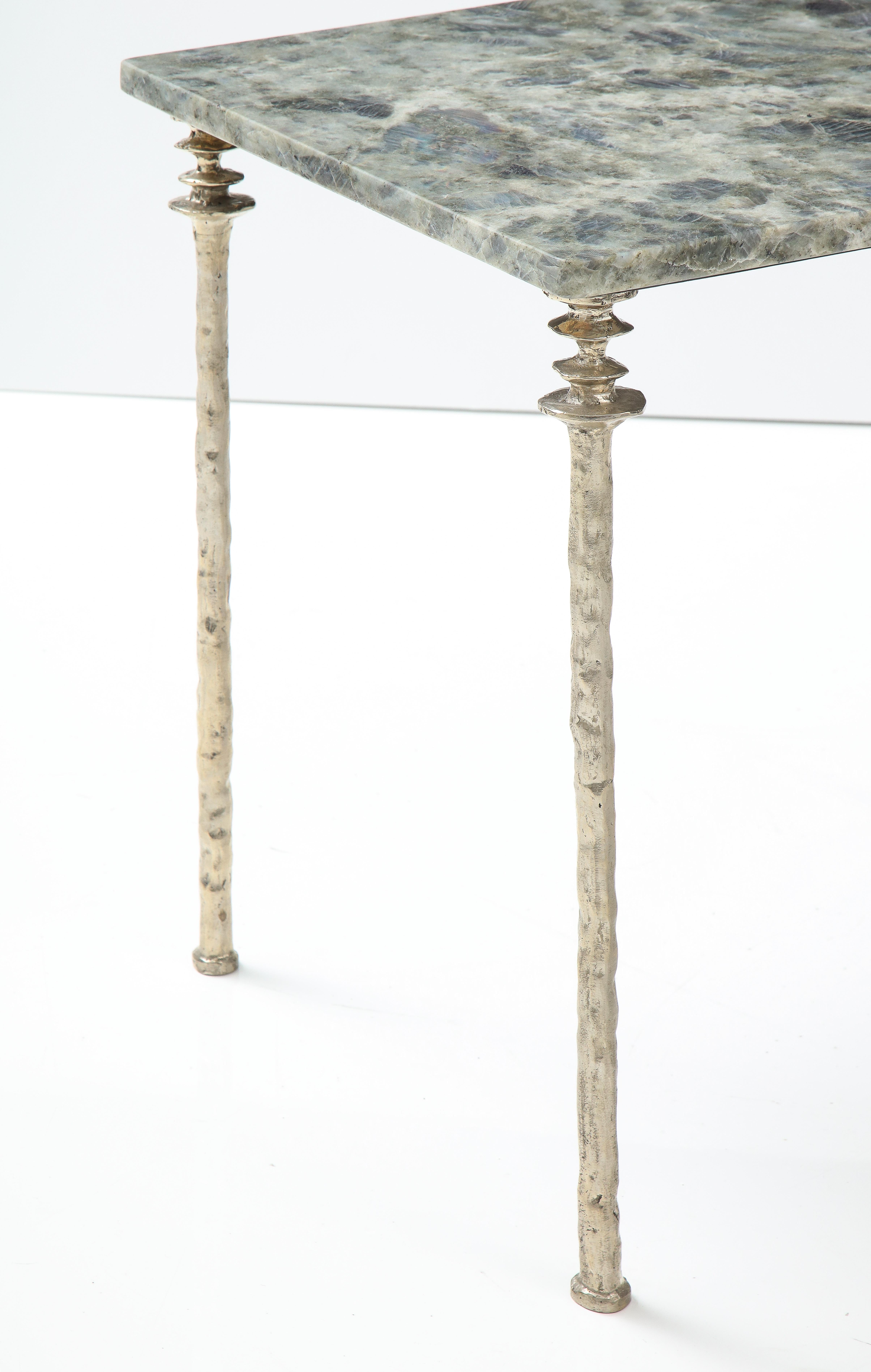 Pair of Sorgue Side Tables, White Bronze, by Bourgeois Boheme Atelier 6