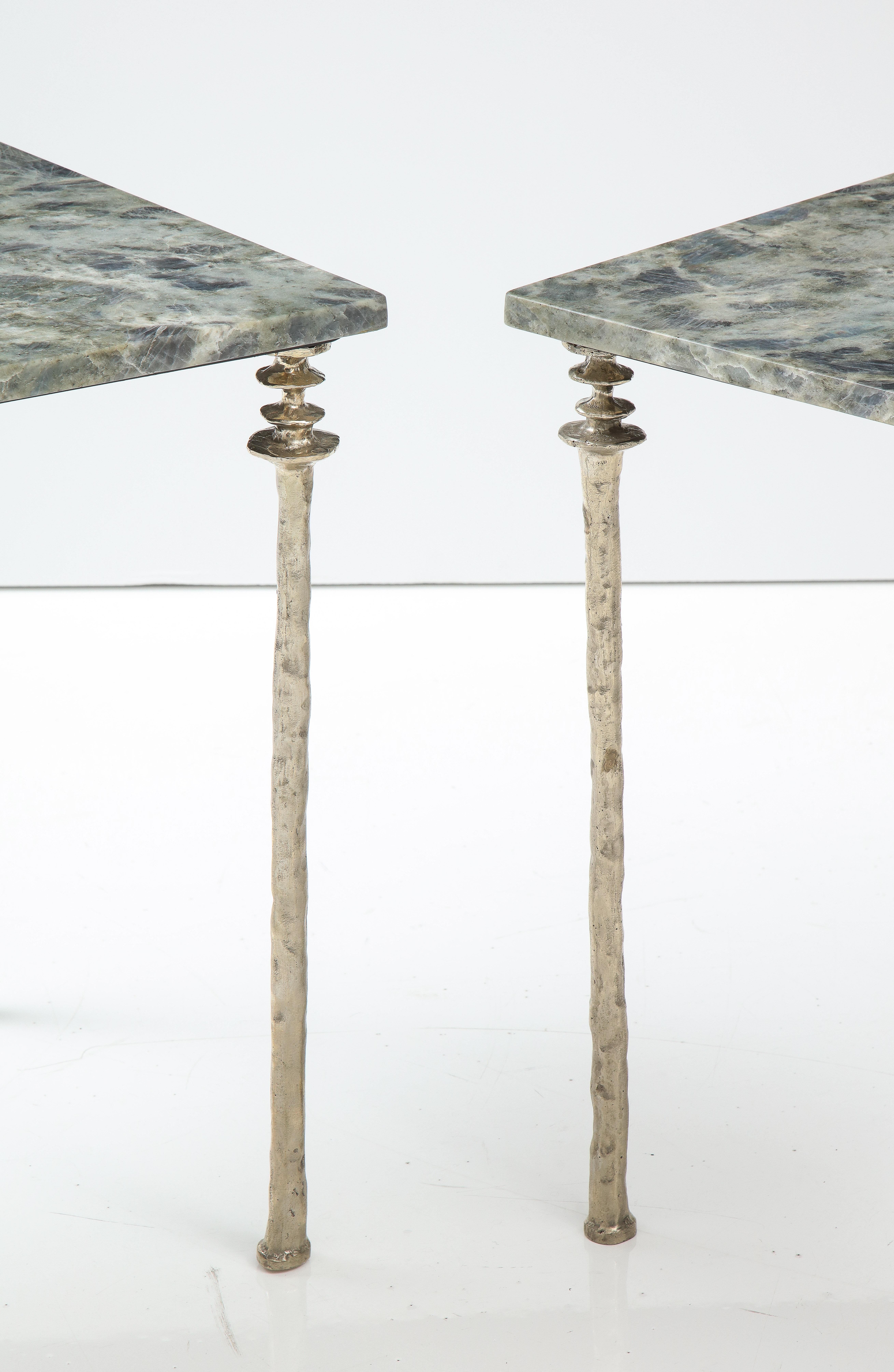 Pair of Sorgue Side Tables, White Bronze, by Bourgeois Boheme Atelier 7