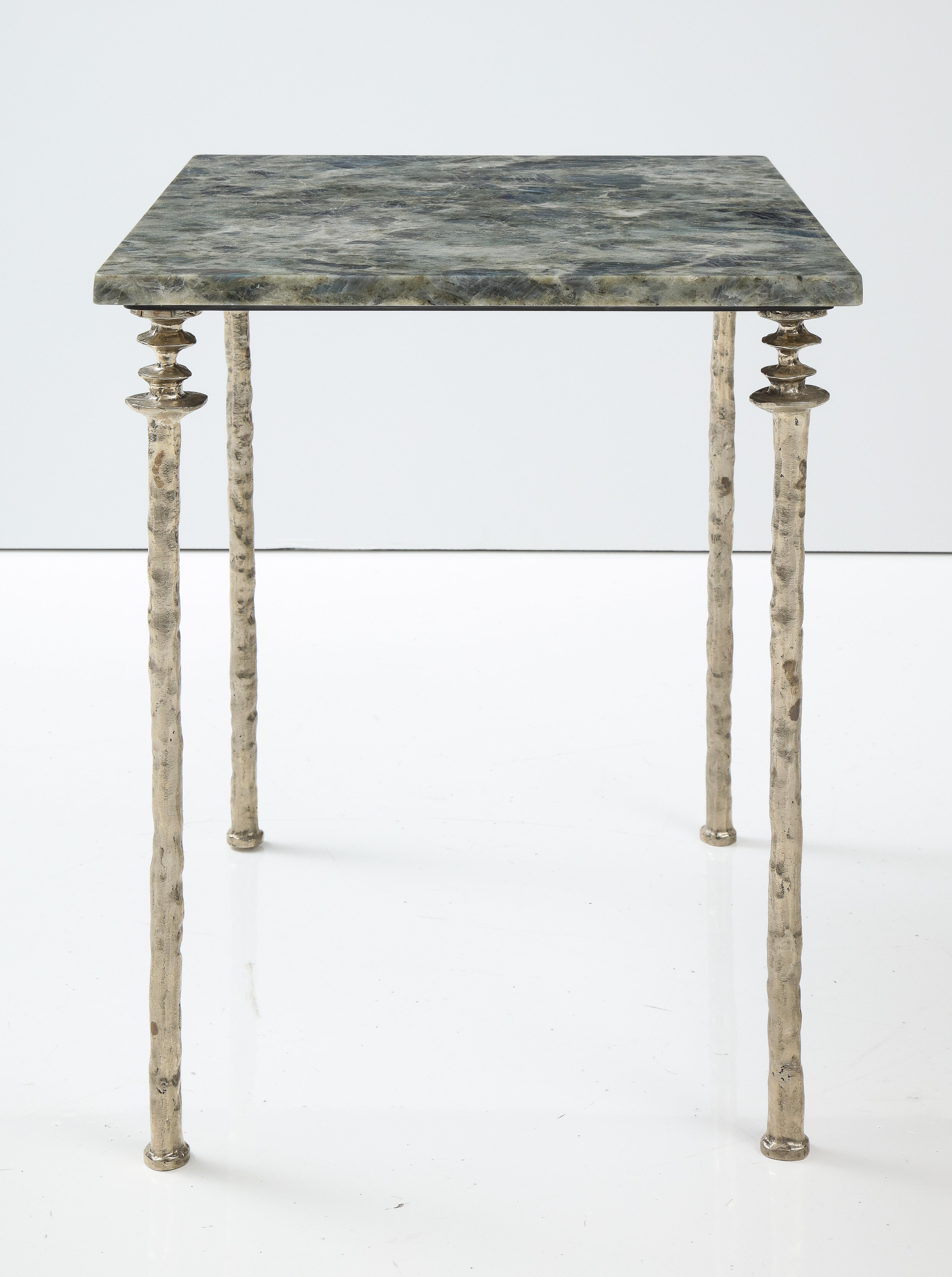 Pair of Sorgue Side Tables, White Bronze, by Bourgeois Boheme Atelier In New Condition In Los Angeles, CA