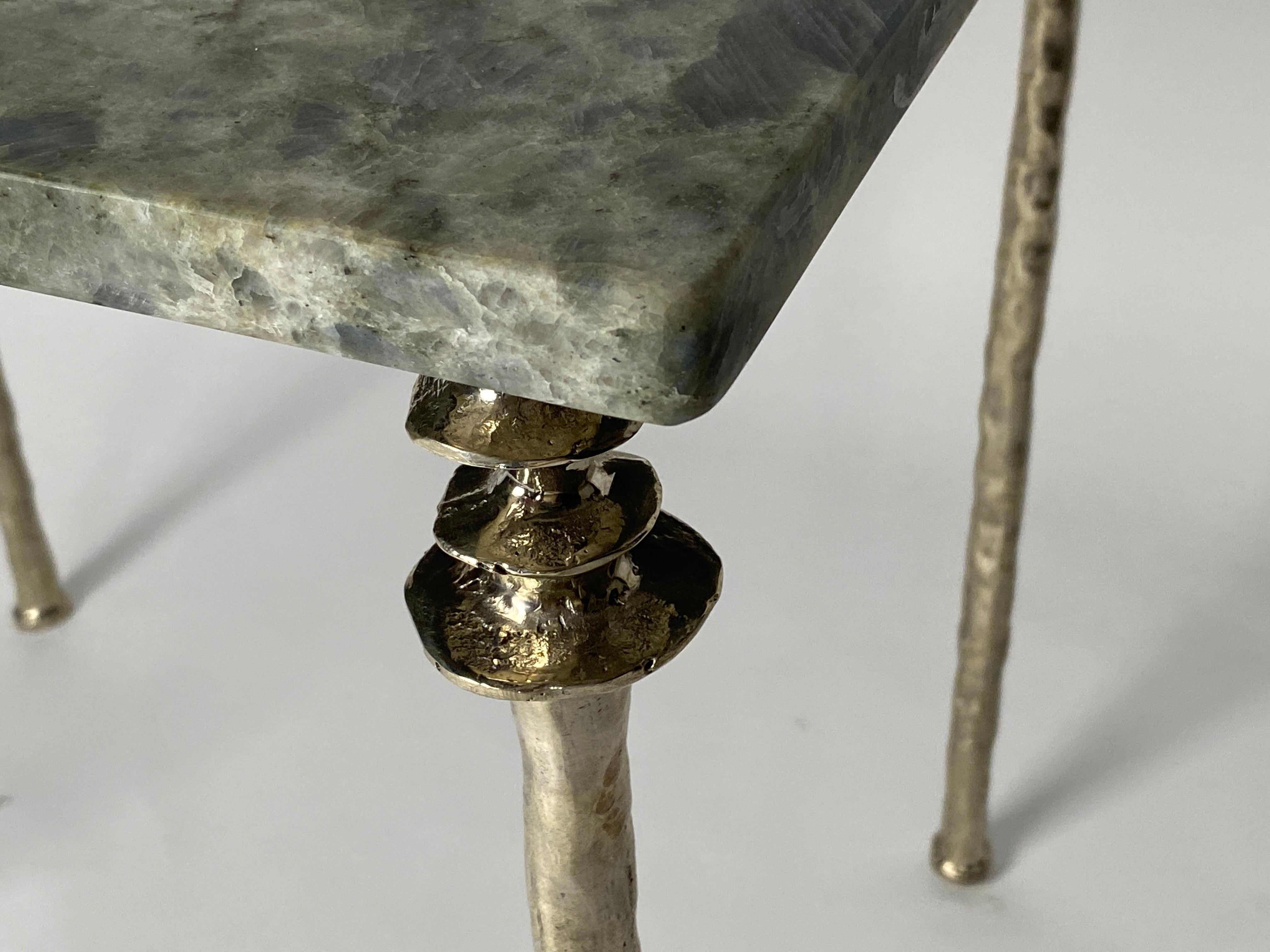 Pair of Sorgue Side Tables, White Bronze, by Bourgeois Boheme Atelier In Excellent Condition In Los Angeles, CA