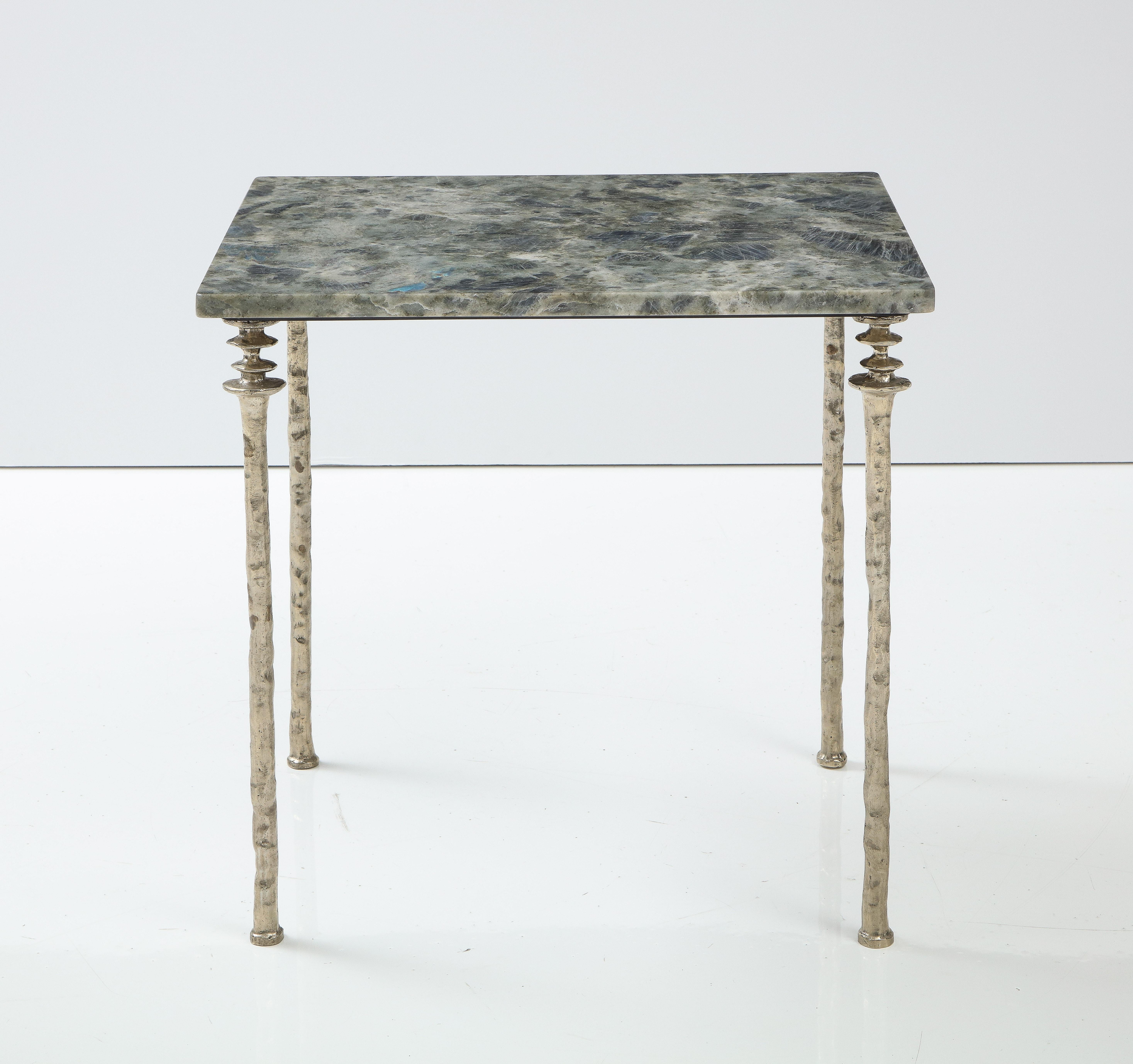 Contemporary Pair of Sorgue Side Tables, White Bronze, by Bourgeois Boheme Atelier