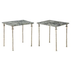 Pair of Sorgue Side Tables, White Bronze, by Bourgeois Boheme Atelier