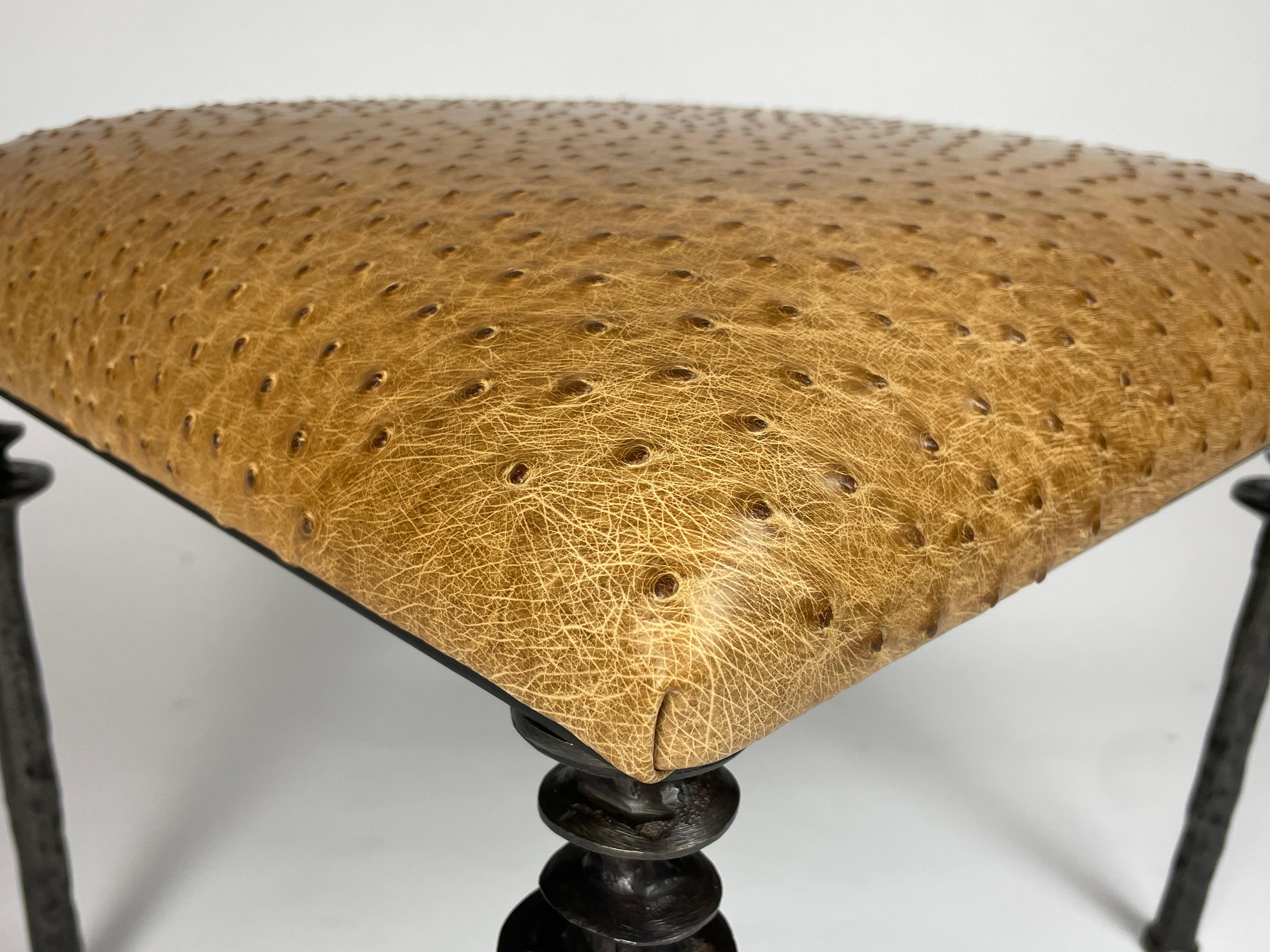 Pair of Sorgue Stools, by Bourgeois Boheme Atelier, Saddle Ostrich Leather 1