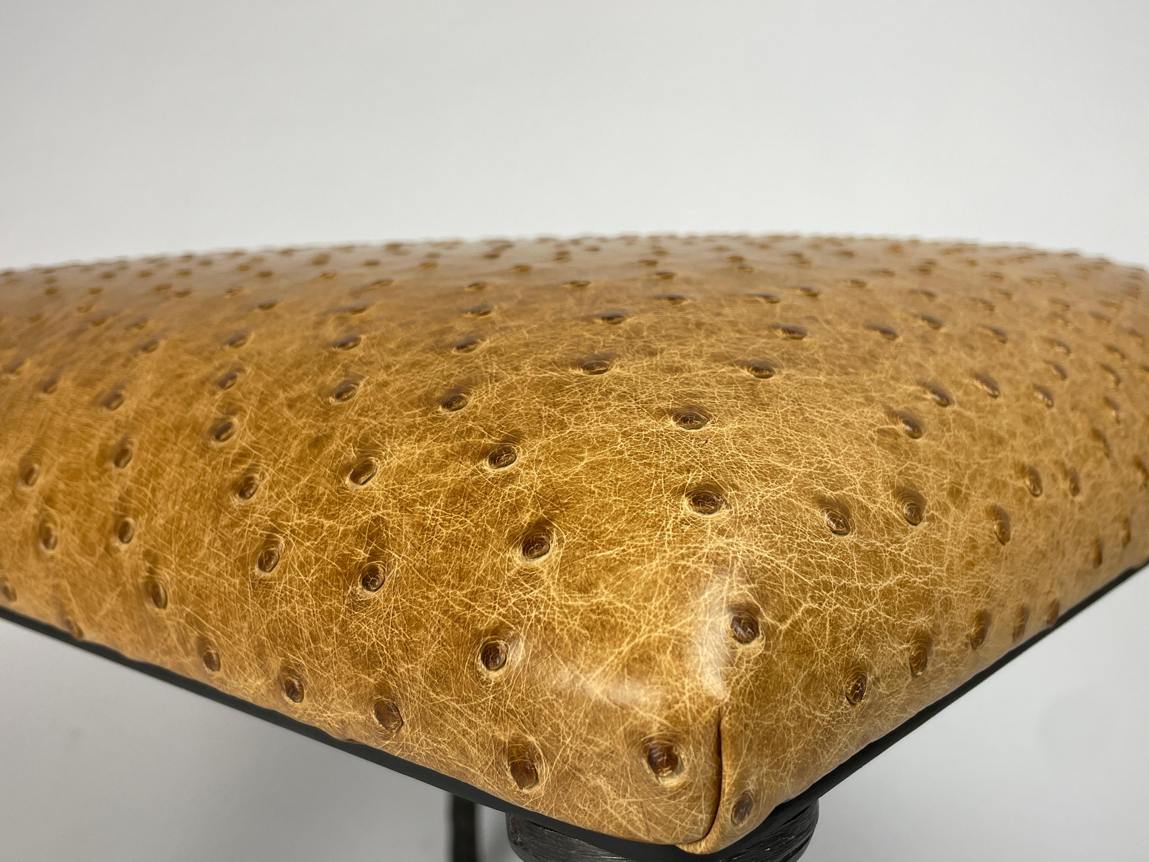 Pair of Sorgue Stools, by Bourgeois Boheme Atelier, Saddle Ostrich Leather 2