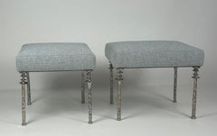 Pair of Sorgue Stools by Bourgeois Boheme Atelier with Silver Bronze Legs