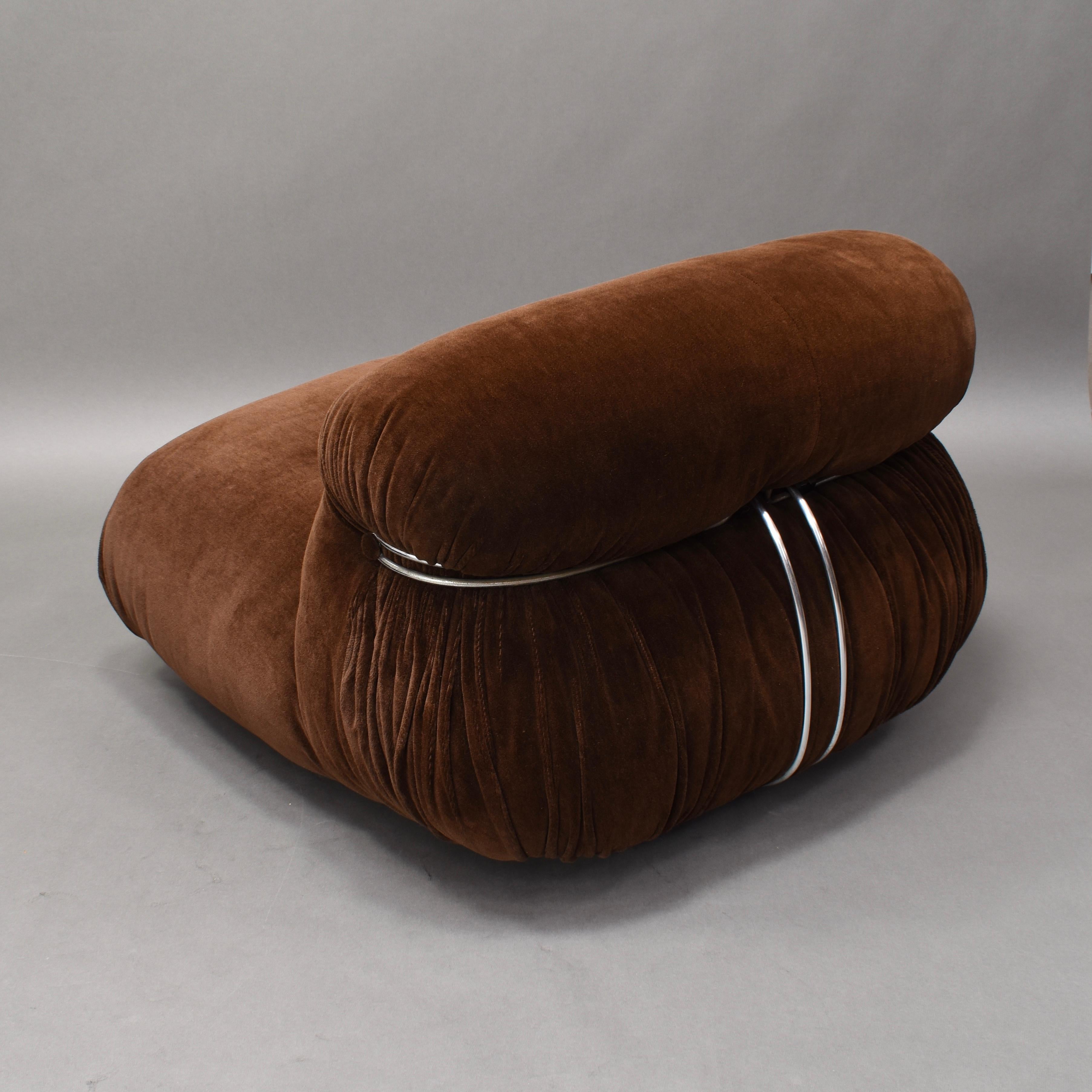 Pair of Soriana Chairs in Brown Mohair Velvet by Afra & Tobia Scarpa for Cassina 6