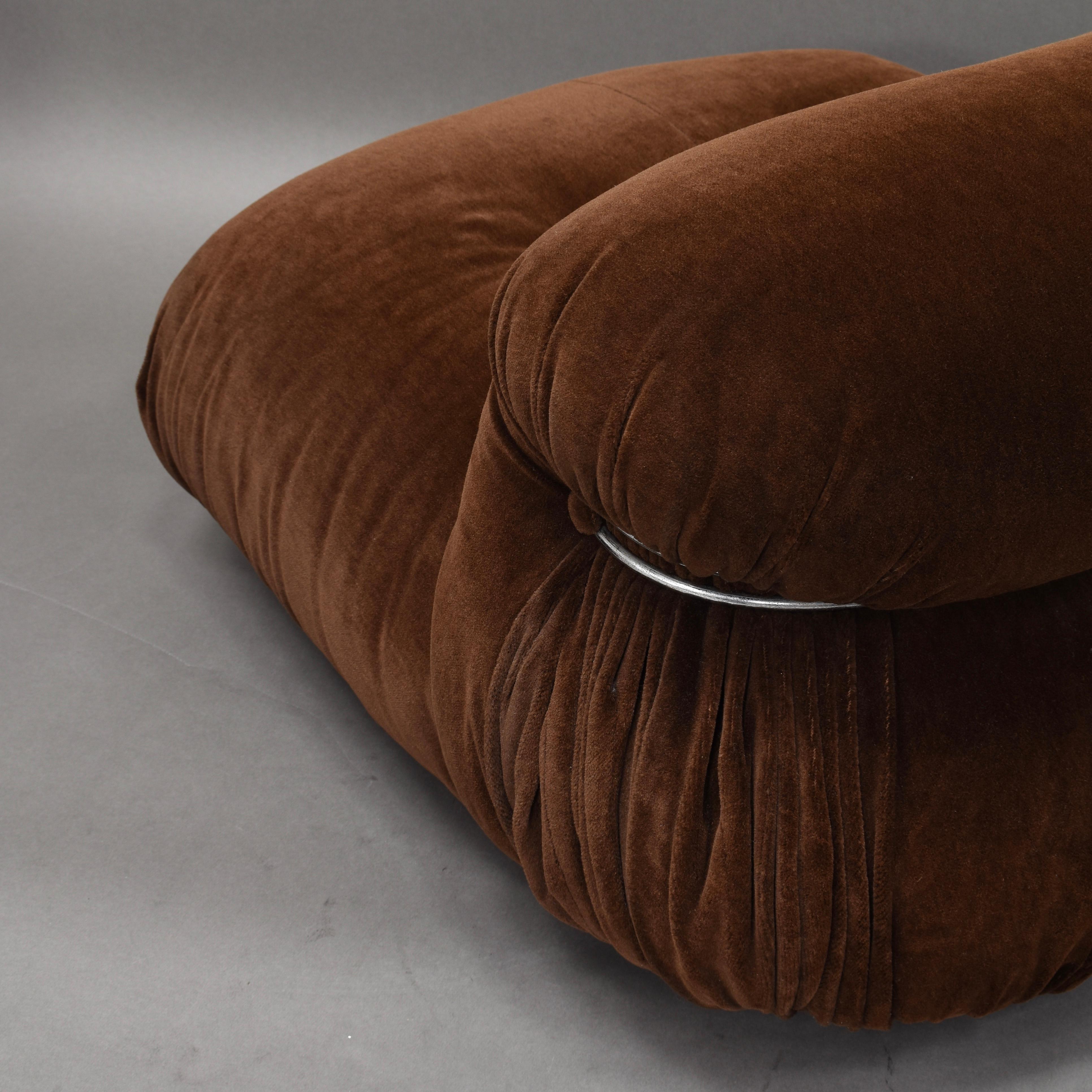 Pair of Soriana Chairs in Brown Mohair Velvet by Afra & Tobia Scarpa for Cassina 9