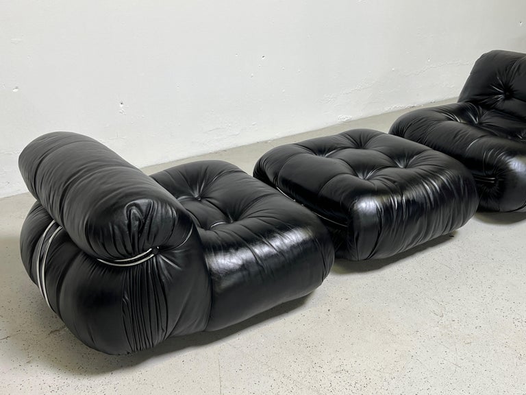 Pair of Soriana Lounge Chairs and Ottoman by Afra & Tobia Scarpa for Cassina For Sale 5