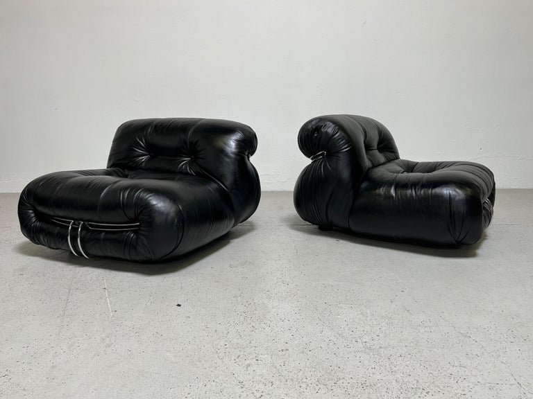 Pair of Soriana Lounge Chairs and Ottoman by Afra & Tobia Scarpa for Cassina For Sale 9