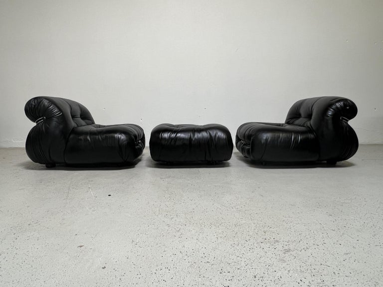 Pair of Soriana Lounge Chairs and Ottoman by Afra & Tobia Scarpa for Cassina For Sale 3