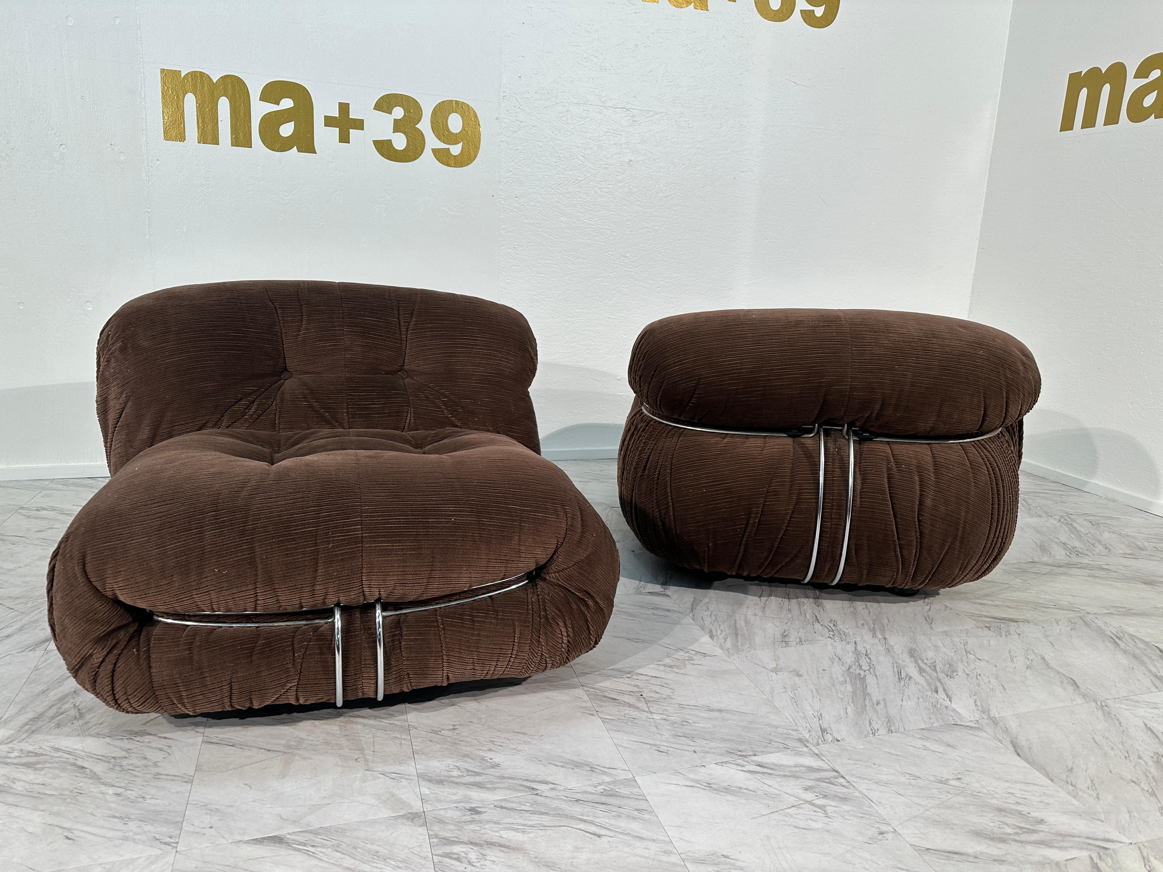Mid-Century Modern Pair of Soriana Lounge Chairs, by Afra & Tobia Scarpa For Sale