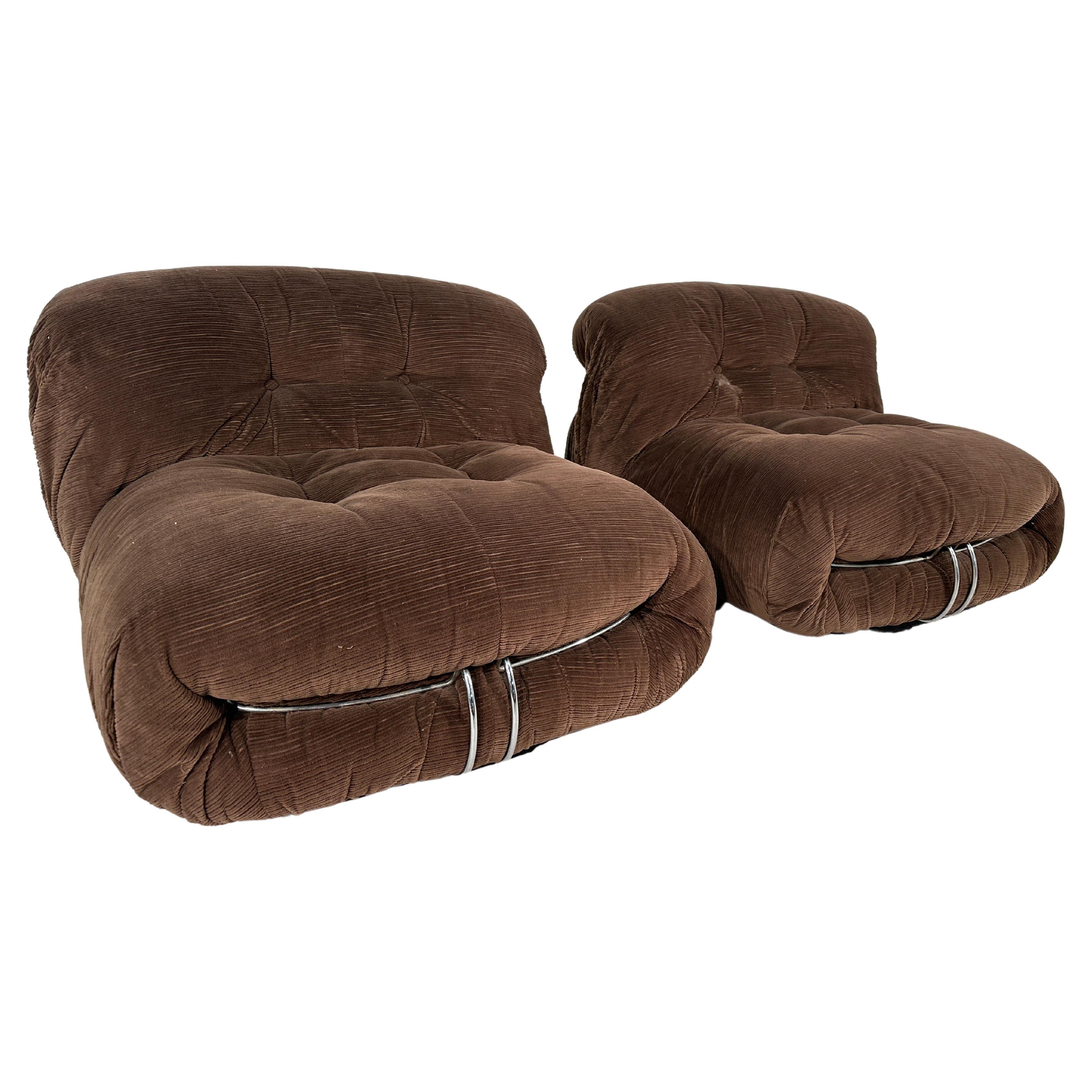 Pair of Soriana Lounge Chairs, by Afra & Tobia Scarpa For Sale