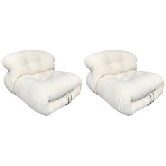 Pair of Soriana Scarpa Cassina Lounge Chairs, Italy, 1970s