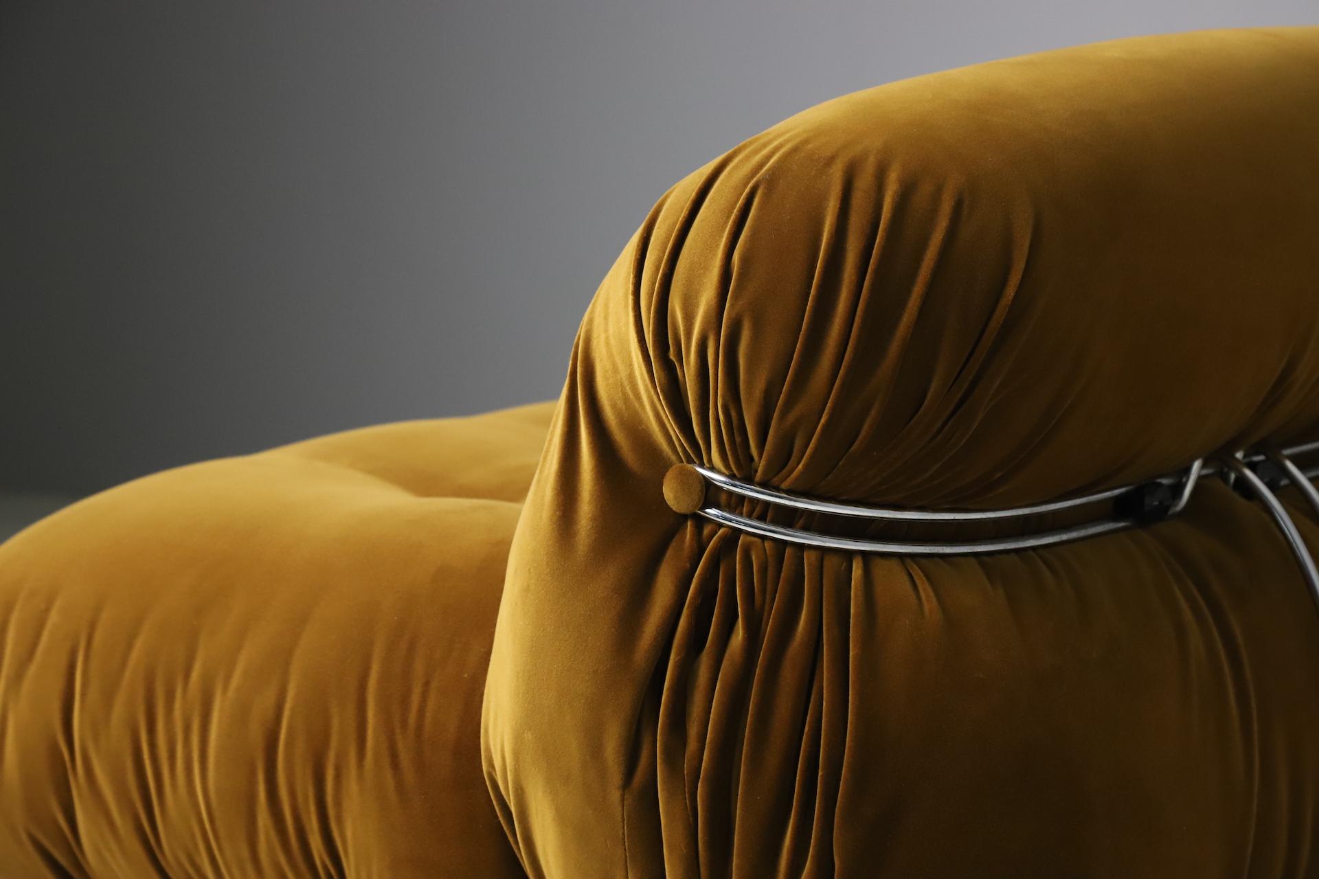 Late 20th Century Pair of 'Soriana' sofas by Afra & Tobia Scarpa in Pierre Frey velvet, Italy 1969