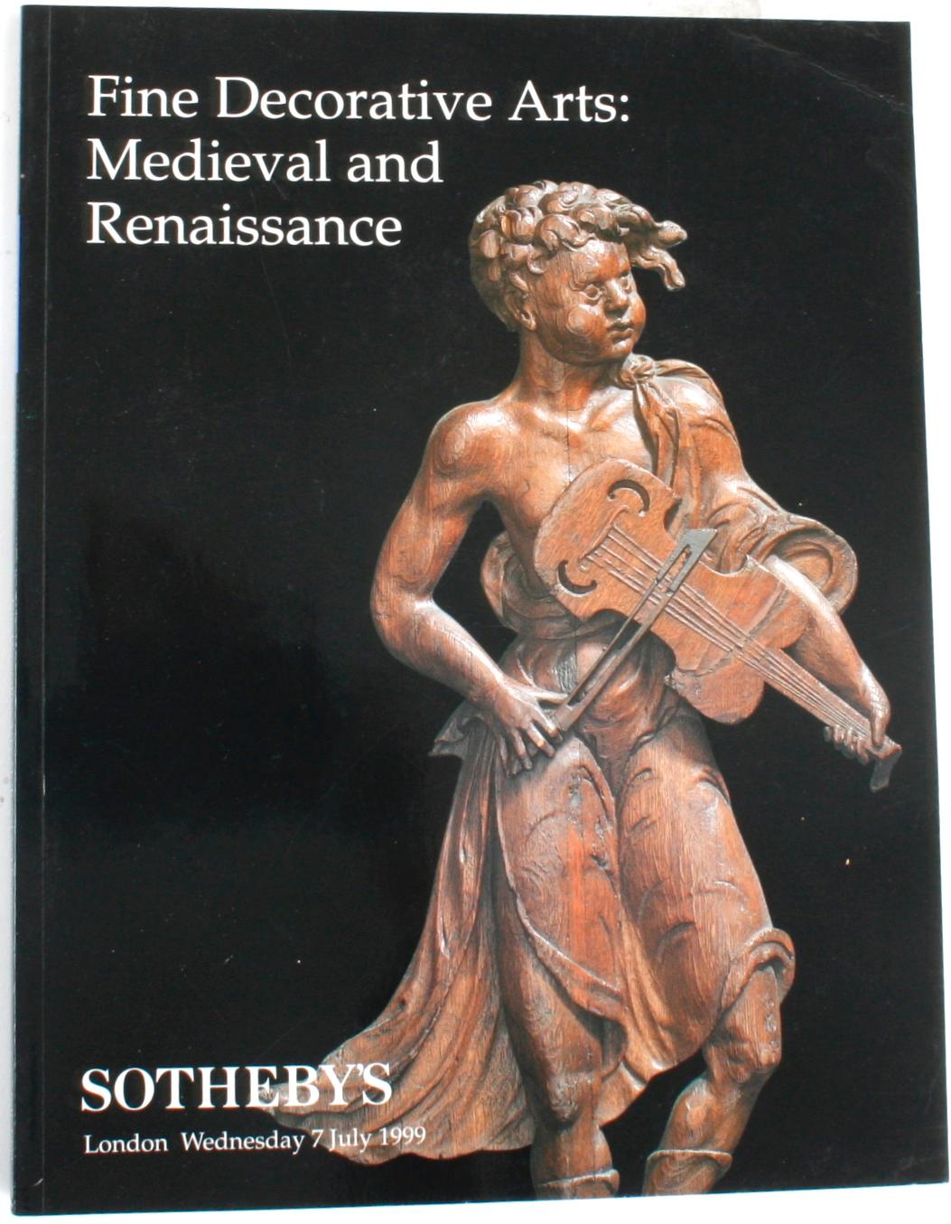 Sotheby's London: Fine Decorative Arts: Medieval & Renaissance, December 15, and Wednesday 7, 1999. 127 pages of 181 lots and 112 pages of 142 lots, both with results. Ceramics, bronzes, jewelry, carvings, tapestries, enamel work and more.
NPT