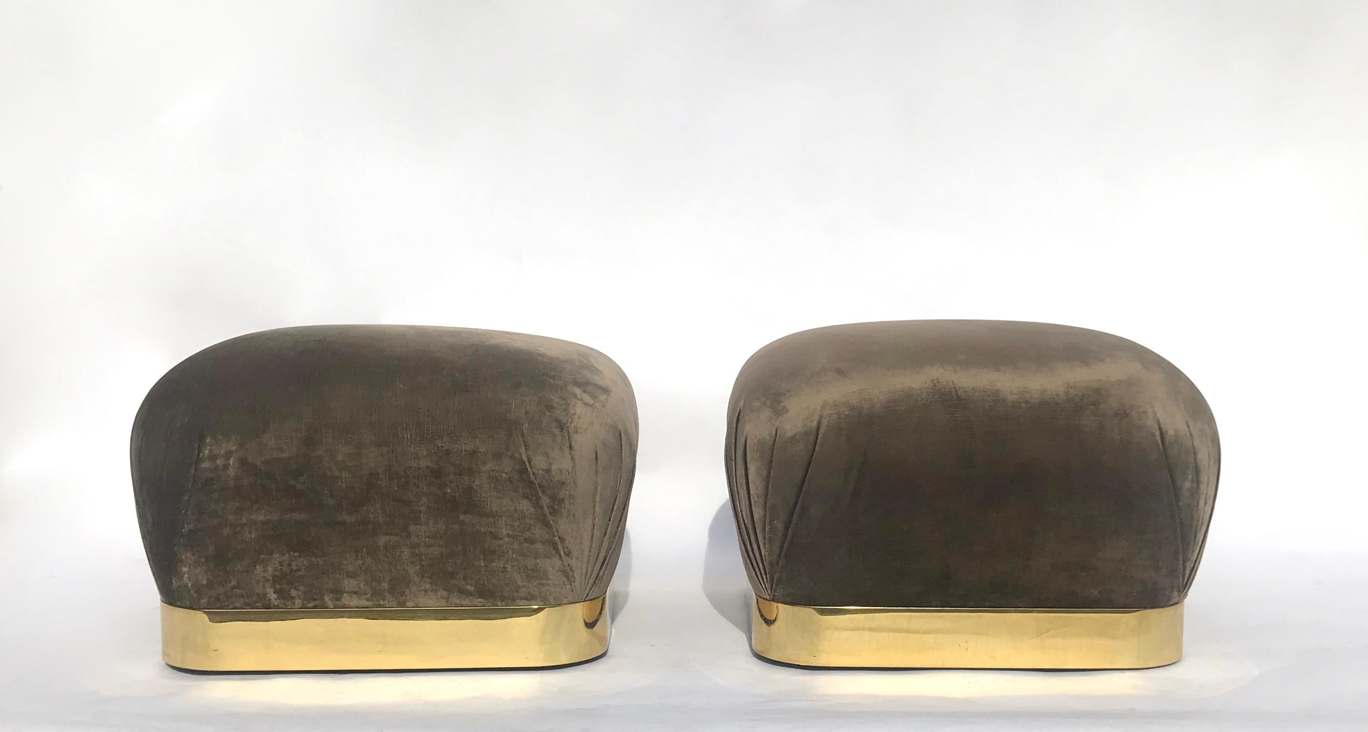 Paire de poufs Soufflé par Karl Springer en vente 1