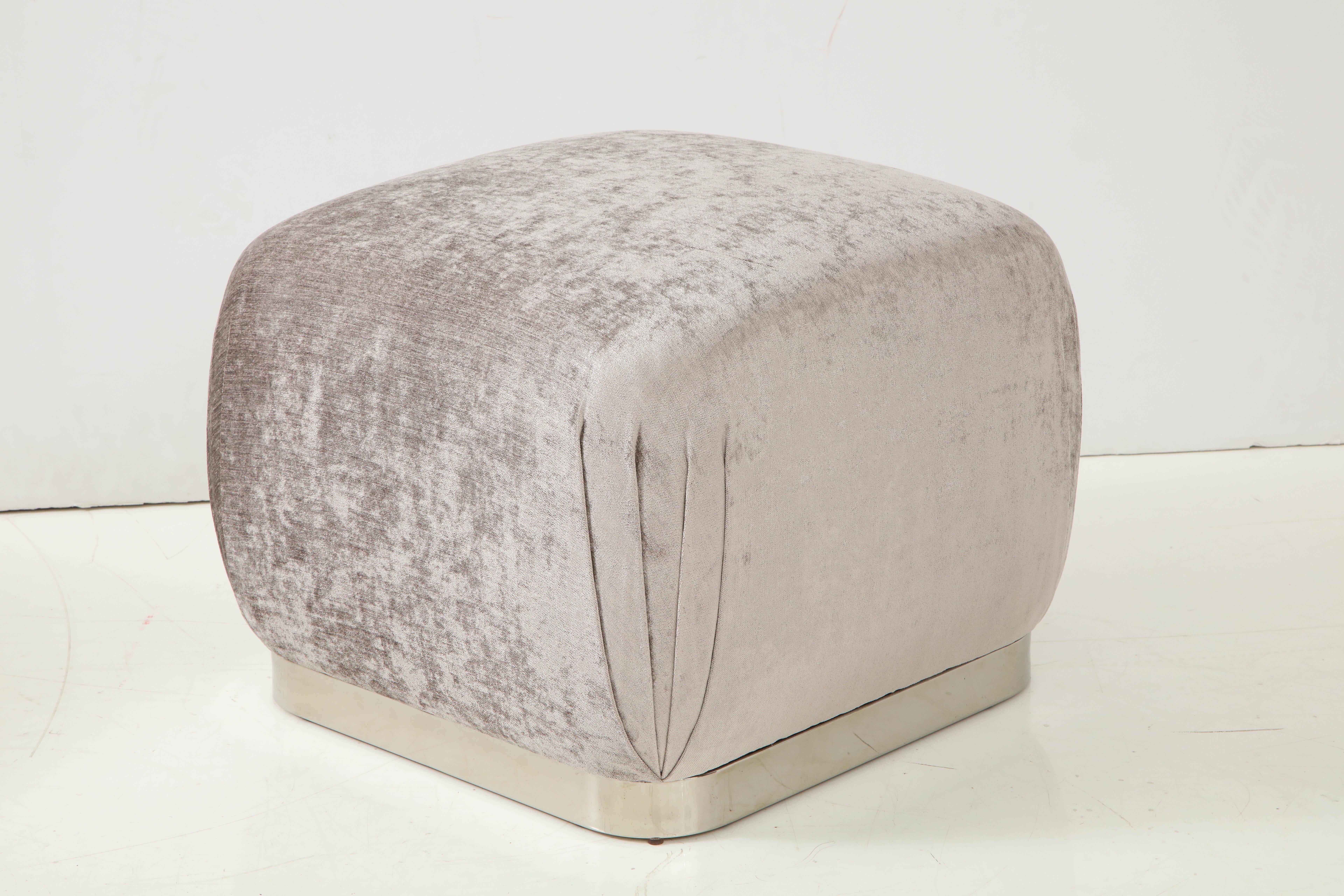 Late 20th Century Pair of Souffle Ottomans or Poufs in the style of Karl Springer