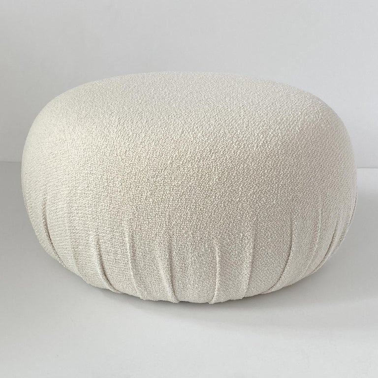 Pair of Souffle Pouf Ottomans in Italian Boucle at 1stDibs