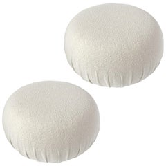 Pair of Souffle Pouf Ottomans in Italian Boucle