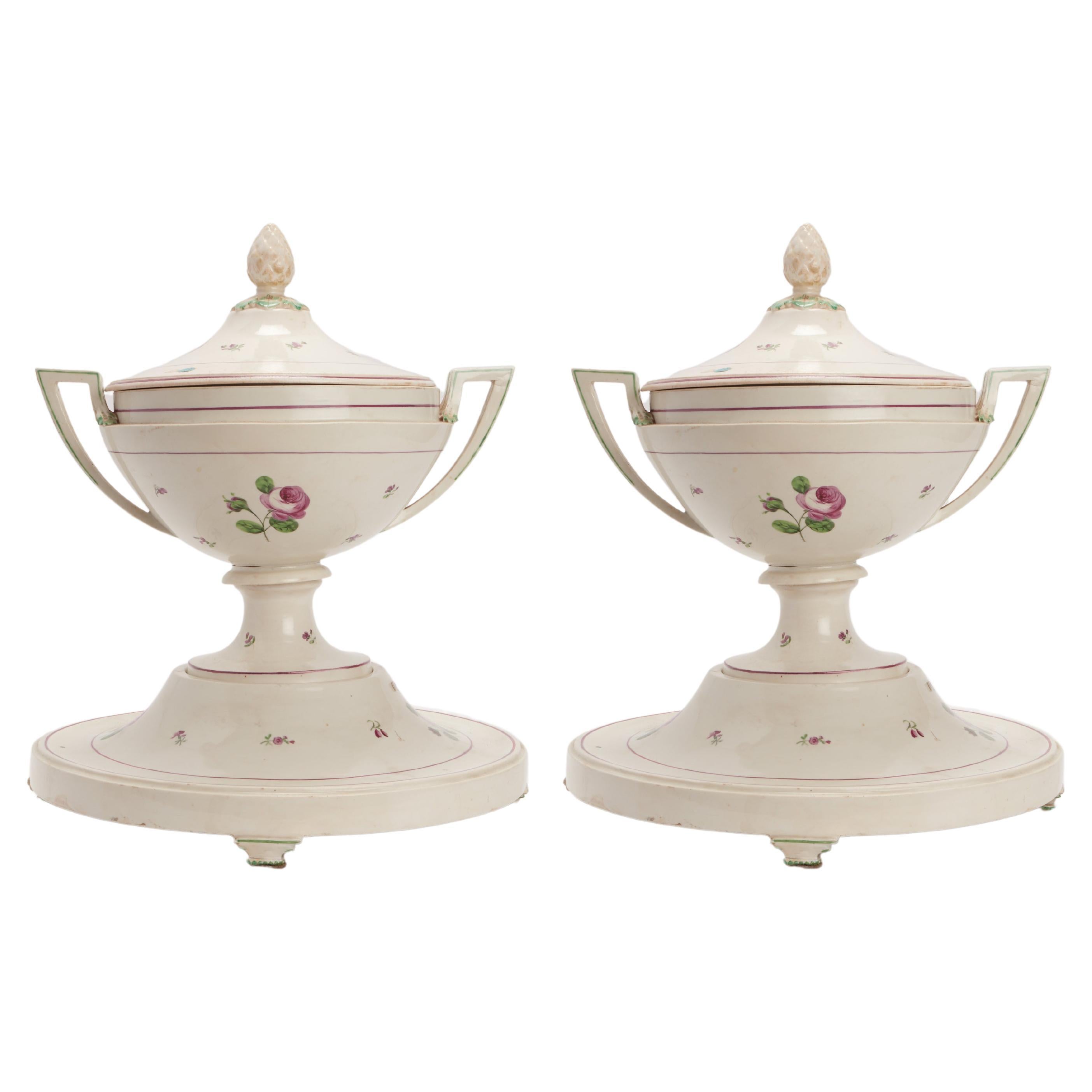 Pair of Soup Terrines Old Vienna Porcelain Manufacture, Austria 1770 For Sale