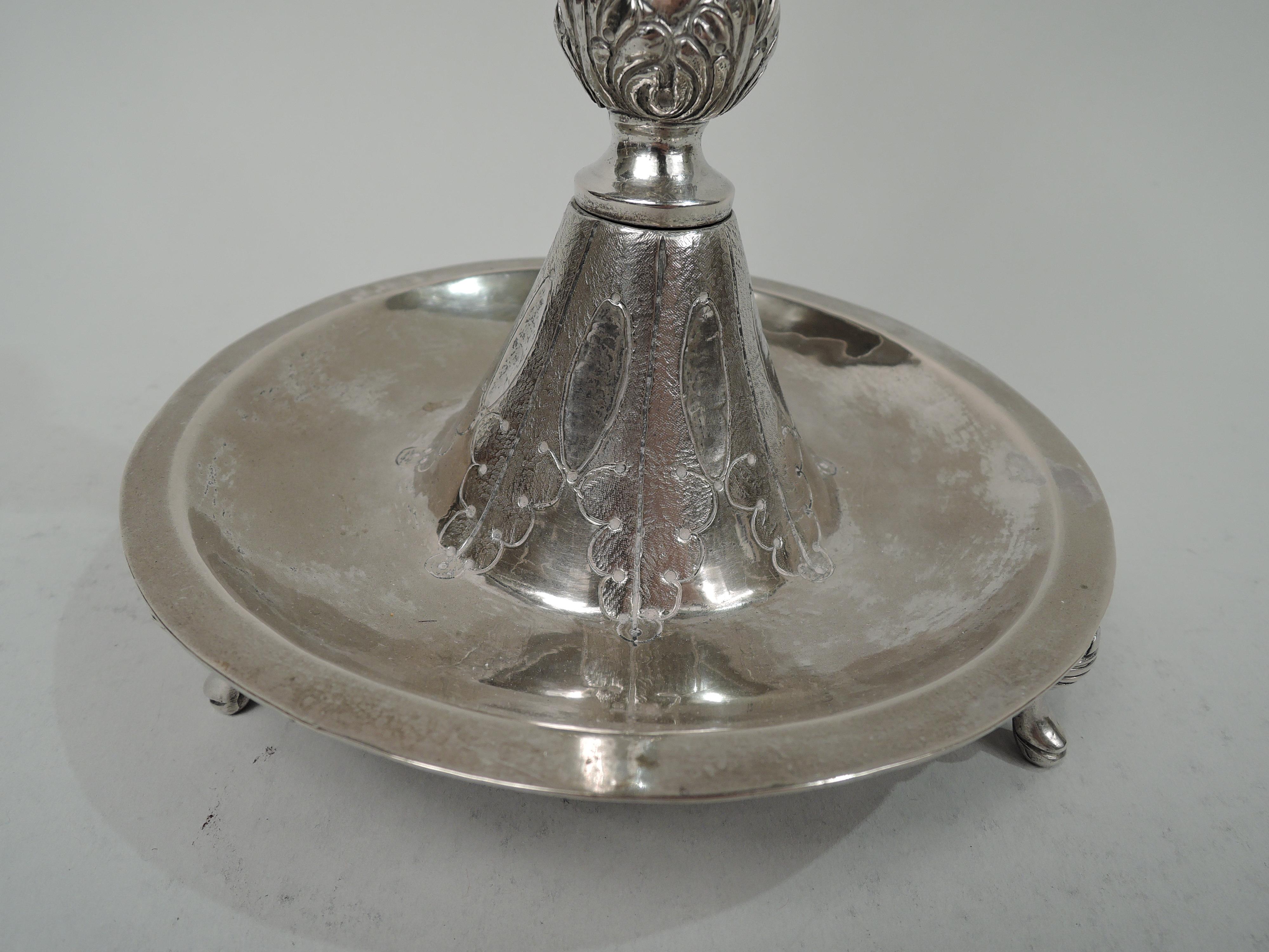 19th Century Pair of South American Classical Handmade Silver Candlesticks