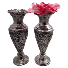 Pair of South Asian Silver Vases from Late 19th Century