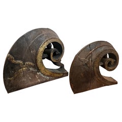 Pair of South Indian Hand-Carved Fore and Aft Indian Snake Boat Prows
