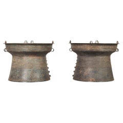 Pair of Southeast Asian Bronze Rain Drums or Drinks Tables