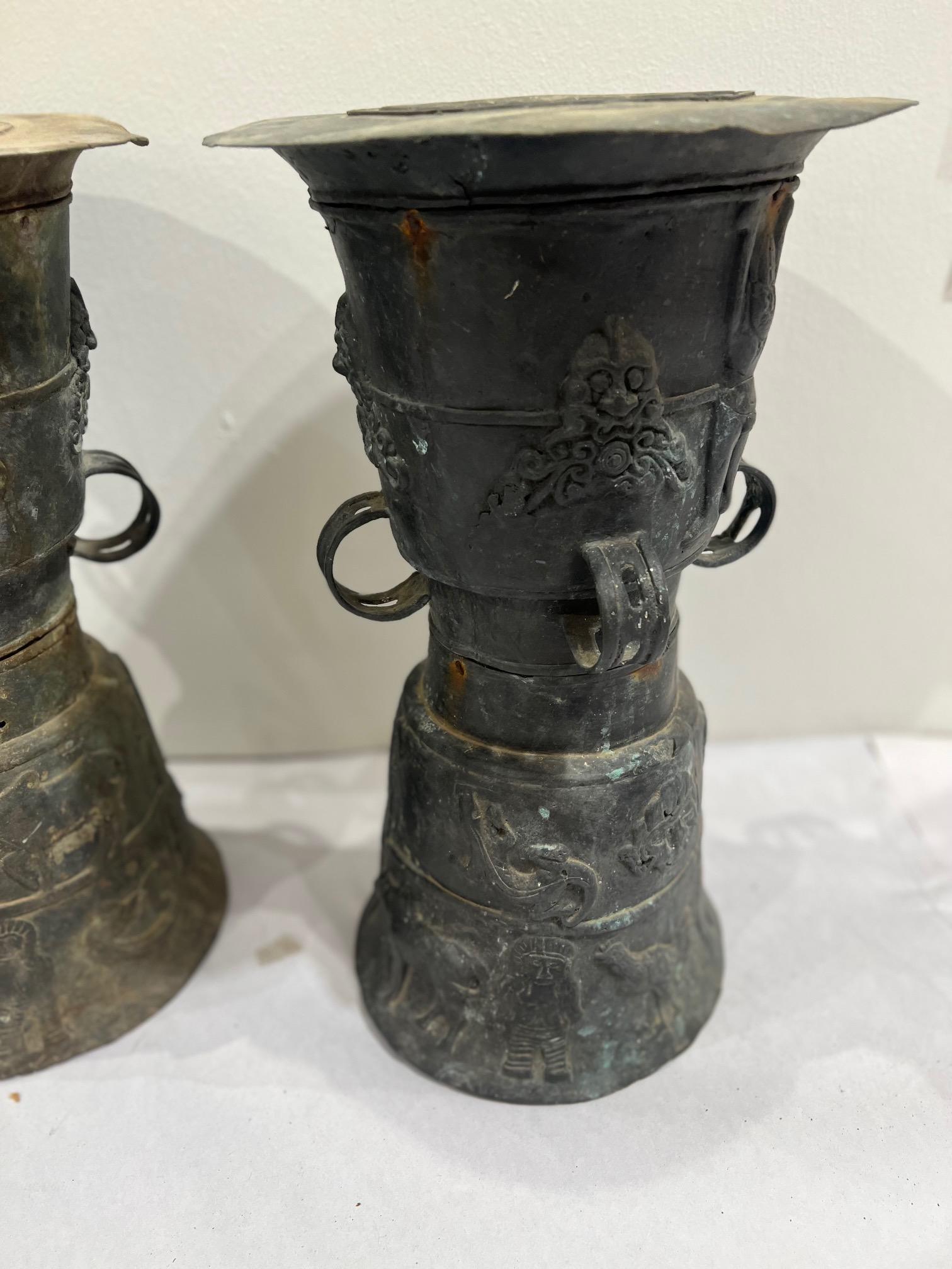 Early 19th Century Pair of Southeast Asian Ceremonial Rain Drums For Sale
