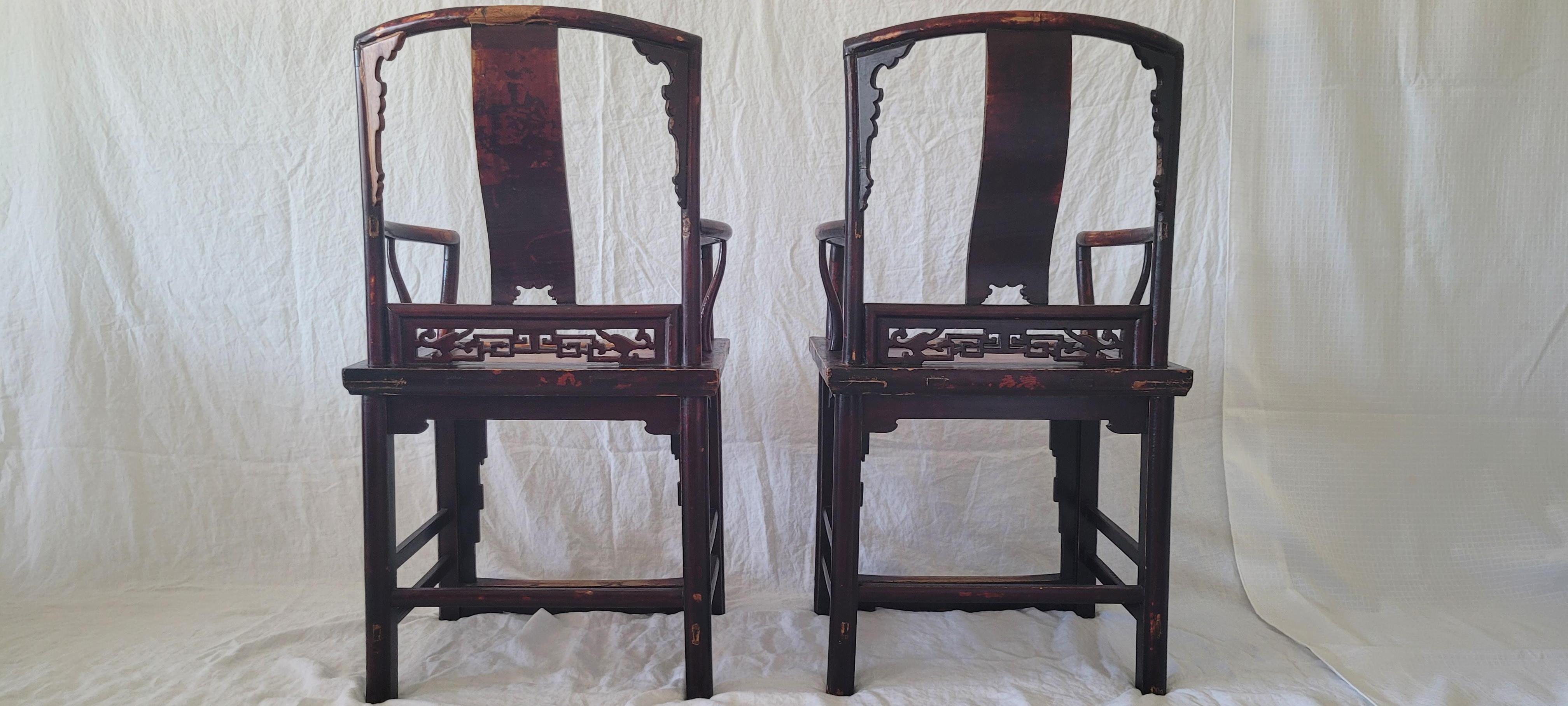 Hardwood Pair of Southern Official's Hat Chairs - 19th Century For Sale