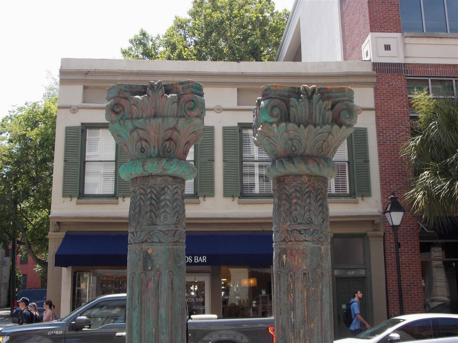 Pair of Southwest Asian Poly Chromed Columns with Corinthian Capitals Circa 1820 For Sale 1