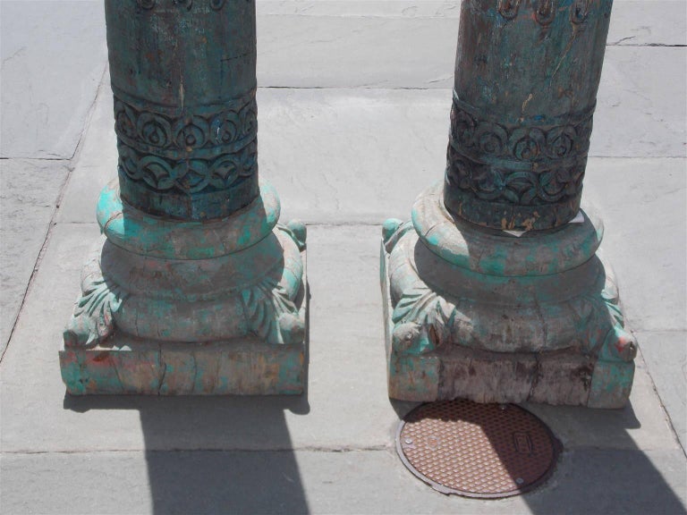 Pair of Southwest Asian Poly Chromed Columns with Corinthian Capitals ...