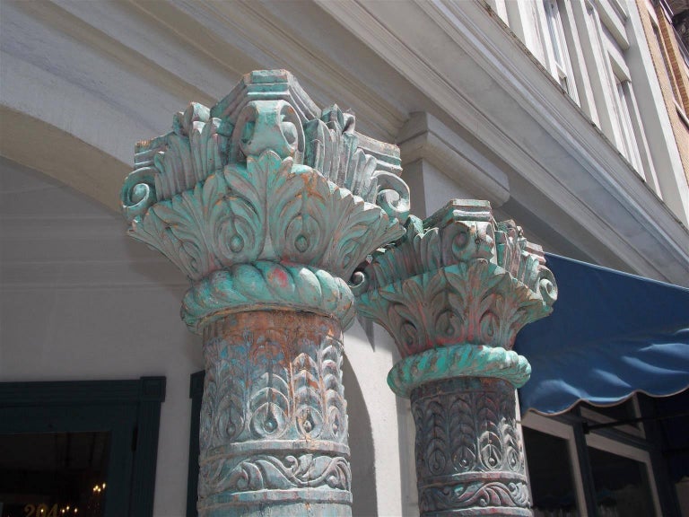 Pair of Southwest Asian Poly Chromed Columns with Corinthian Capitals ...