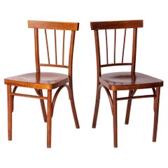 Pair of Soviet Beech Dining Chairs – 1978 Vintage, Refurbished Wood Frame